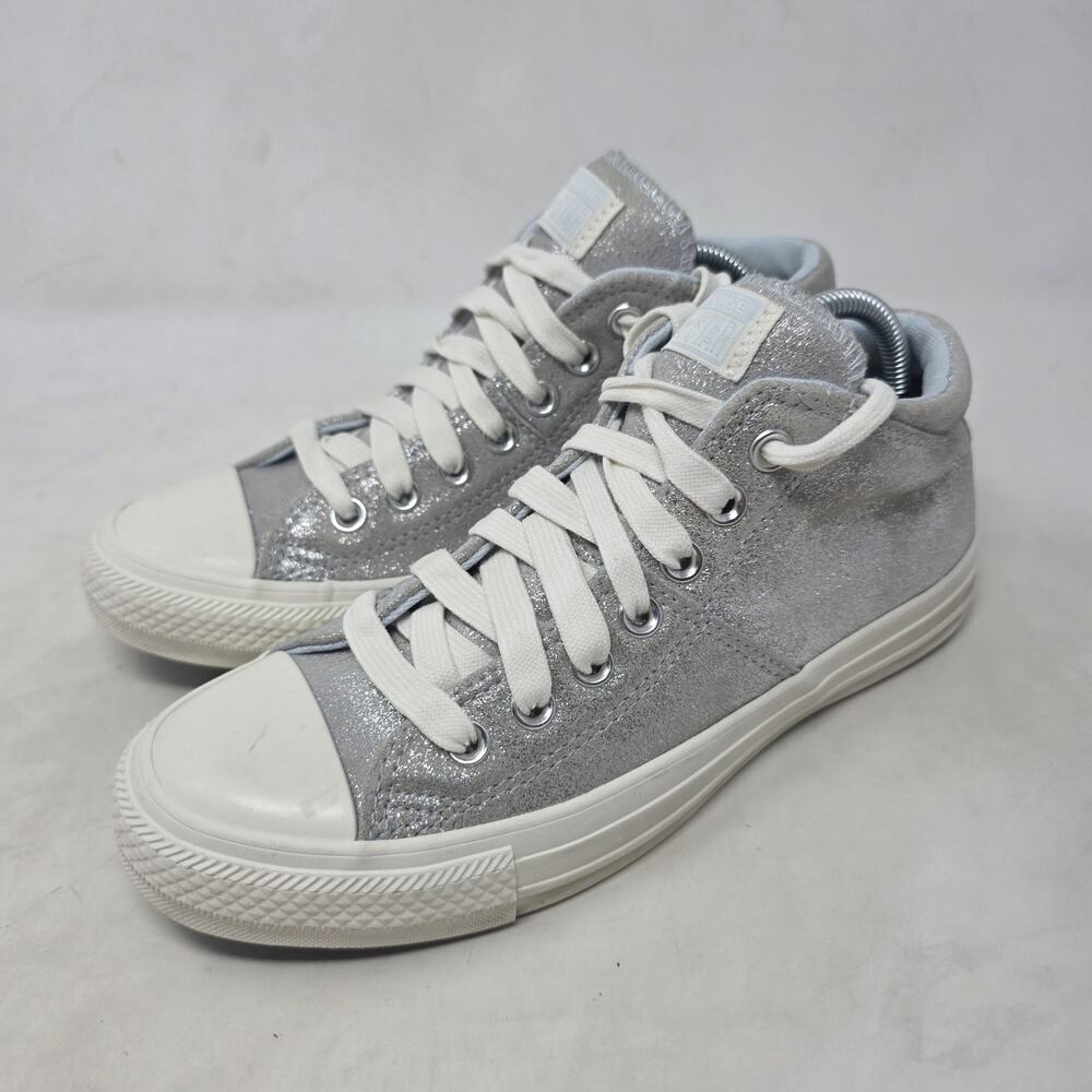 Converse Chuck Taylor Silver Glitter Low Top Sneakers Womens Size 8